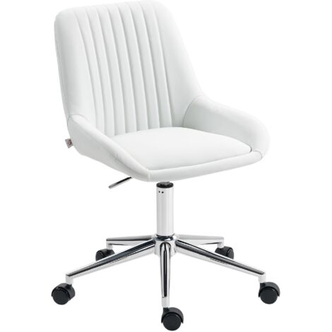 Fauteuil de bureau sans accoudoirs, chaise de bureau avec hauteur réglable, 52x58x80-90cm, blanc (1/5)
