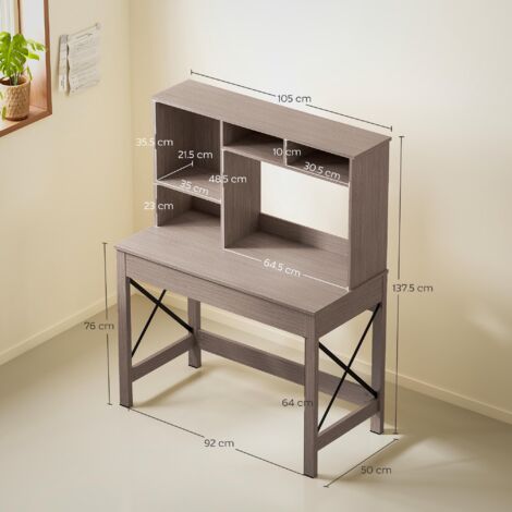 Bureau informatique bois marron gain de place à rangements ouverts