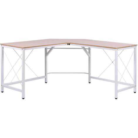 Bureau en L avec grand plateau 150x150x76 cm, table PC d’angle robuste en MDF, design naturel