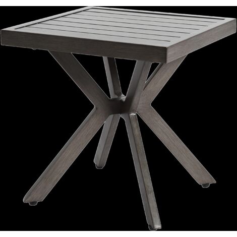 Table d’appoint carrée aluminium extérieur/intérieur, résistante aux intempéries, facile d’entretien, terrasse/jardin, gris foncé (1/5)