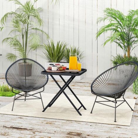 Table de jardin pliante 70 x 70 cm, acier résistant intempéries, table repas extérieur, terrasse/balcon, noire (1/5)
