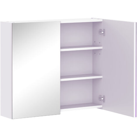Armoire murale salle de bain avec miroir 70 x 60 cm avec étagère réglable, miroir salle de bain avec rangement, blanc (1/5)