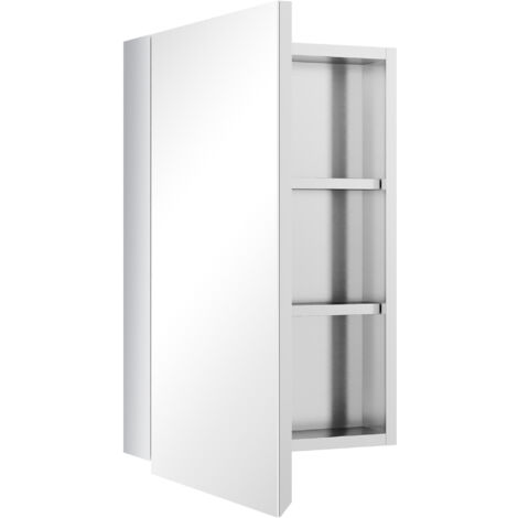 Armoire miroir de salle de bain en acier inoxydable armoire murale de toilette 39 x 12 x 60 cm (1/5)