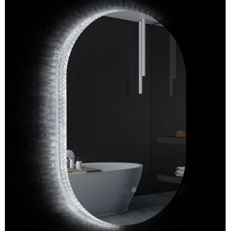 Miroir mural LED 81x5 cm, 3 couleurs 3000-6500K, luminosité réglable, antibuée, tactile, mémoire IP44 (1/5)