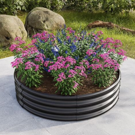 Jardinière surélevée galvanisée, jardinières surélevées pour l'extérieur, jardinières surélevées rondes pour la culture de légumes, fruits et fleurs (1/5)