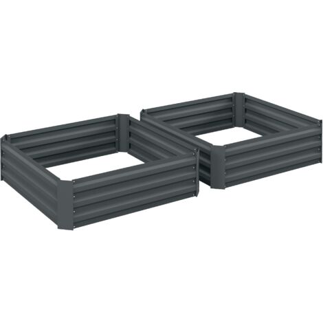 Lot de 2 Bacs Potagers en Acier 100x100x30 cm, Jardinières Modulaires, Potager pour Jardin, Balcon et Terrasse (1/5)