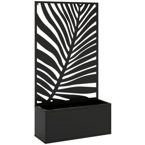 Jardinière surélevée avec brise-vue, bac à fleurs/jardinière en métal, treillis de jardin 61 x 23 x 113 cm