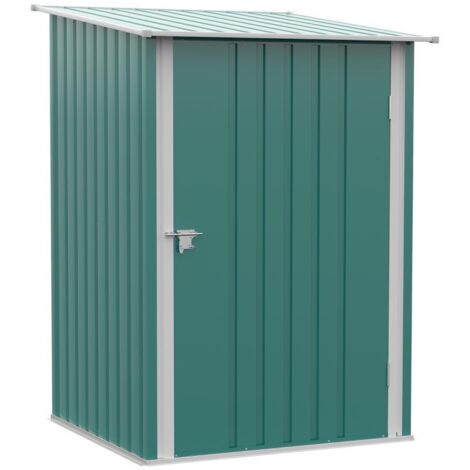 Abri de jardin en métal à toit pentu, porte verrouillable, pour usage extérieur, 100 x 103 x 160 cm, vert (1/5)