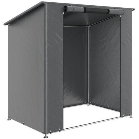 Auvent de garage étanche, mesurant 1,9 mètre x 1,2 mètre, avec porte à enroulement zippée et fenêtre d'aération. Gris foncé. (1/5)