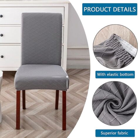 Housses de Chaise de Salle à Manger imperméables, Ensemble de Housses de Chaise Extensibles 1/2/4/6, Protecteur de Chaise Universel Amovible et Lavable en Spandex (1/5)
