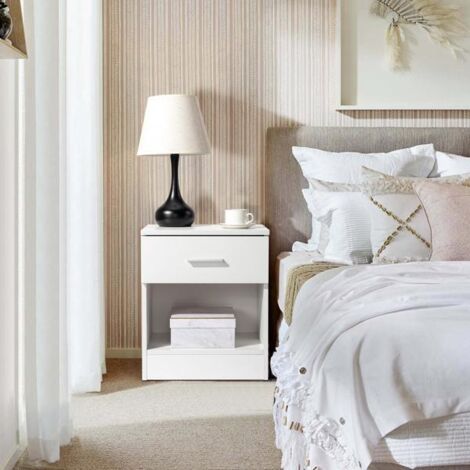 Ensemble de 2 tables de chevet à 2 niveaux, table d'appoint pour chambre à coucher ou bureau, blanche