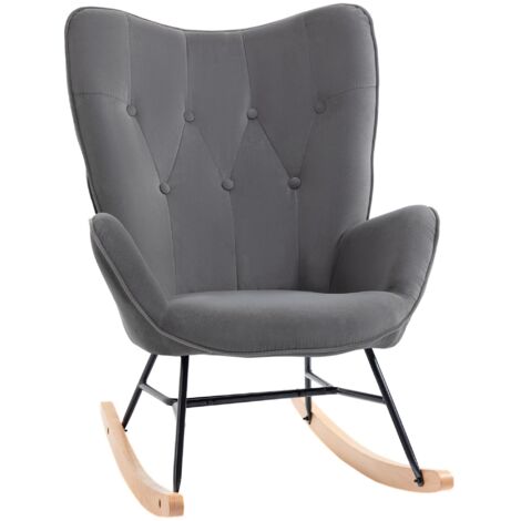 Fauteuil à bascule avec structure en acier, fauteuil lounge rembourré, polyester velouté, assise confortable pour le salon (1/5)