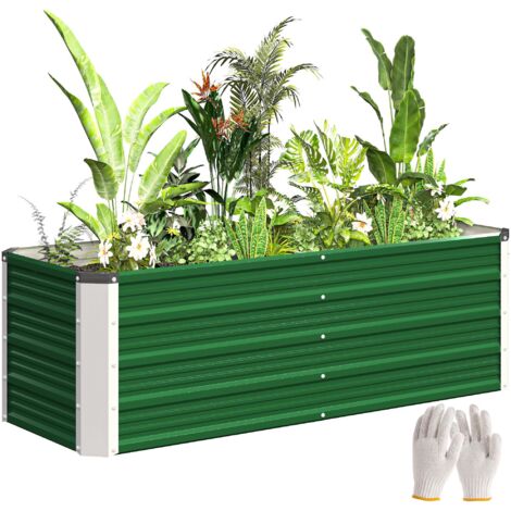 Jardinière verte en acier sans fond à deux compartiments, pratique pour le potager, dimensions 125×47×44 cm (1/5)