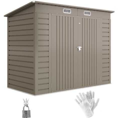 Abri de jardin en métal 3 m² facile à monter, cabane de jardin structure en acier galvanisé améliorée gris clair (1/5)