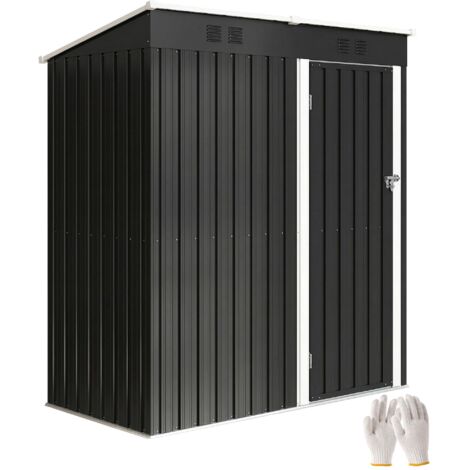 Abri de jardin en métal 163 x 90 x 179 cm, porte verrouillable, aérations, gris foncé (1/5)