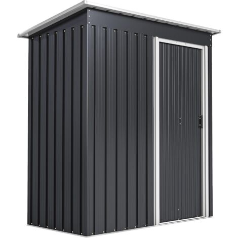 Abri de Jardin 1,16 m² - Remise pour Outils - cabanon Porte coulissante - dim. 163L x 89l x 182H cm - tôle d'acier Noir Blanc (1/5)