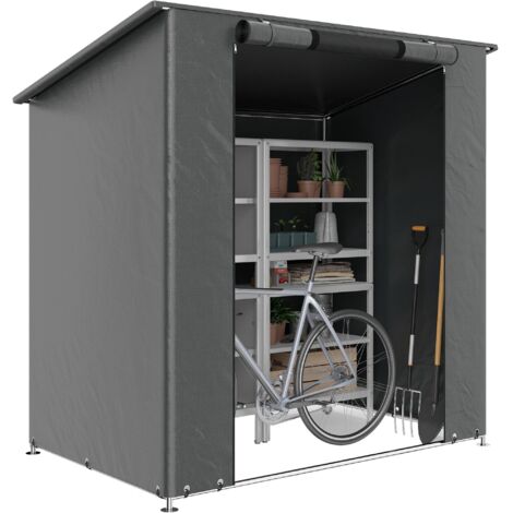 Abri de garage étanche 1,9 x 1,2 m avec porte zippée enroulable et fenêtre d'aération. Gris foncé.