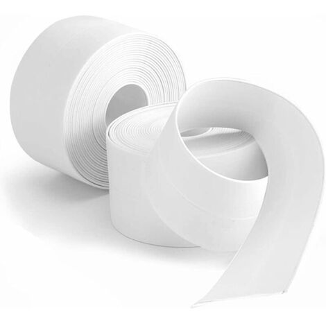 Plinthe flexible - 32 mm 3,8 m, bande d'étanchéité auto-adhésive, bande pliante flexible, bande d'étanchéité des coutures, (blanc) (1/5)