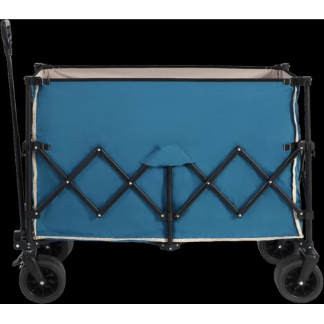 Chariot de plage pliable, capacité de 100 kg, grandes roues, véhicule de jardin multifonction pliable et robuste de 300 L, équipé de grandes roues tout-terrain pour la plage et d'un porte-gobelets. (1/5)