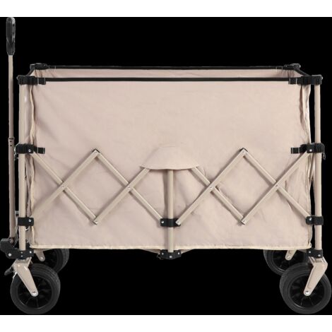 Un chariot de plage pliable d'une capacité de charge de 100 kg, doté de grandes roues, équipé de grandes roues tout-terrain pour la plage et d'un porte-gobelets. Beige. (1/5)