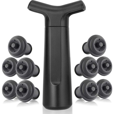 Memkey – Bouchon de vin réutilisable avec pompe à vide – Lot de 6 bouchons – Conserve le vin sous vide – Compatible bouteilles standard