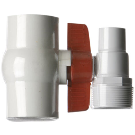 GRE – Vanne d'arrêt ¼ de tour en PVC avec embout cannelé Ø 38 mm – Compatible systèmes filtration piscine – Installation facile et durable
