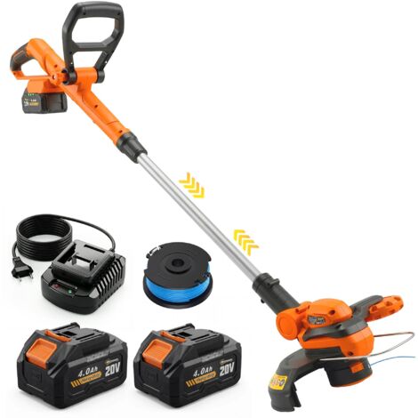 Cette débroussailleuse/coupe-bordures 2 en 1 est fournie avec deux batteries de 4 Ah,une largeur de coupe de 25 cm et une vitesse de 8 000 tr/min.elle est idéale pour l'entretien des pelouses. (1/5)