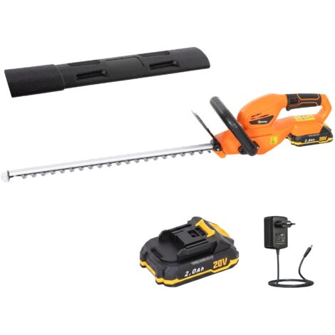 Taille-haie sans fil 18 volts avec batterie de 2 ampères-heures, chargeur et lames à double action de 51 cm, orange. (1/5)