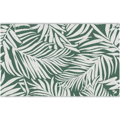 Tapis d'extérieur double face à motif de feuilles tropicales - en polypropylène haute densité, 310 g/m², dimensions : 152 cm (longueur) x 243 cm (largeur) (1/5)
