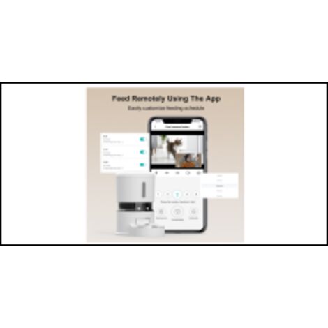 Distributeur automatique de nourriture pour chat et chien avec caméra vidéo, surveillance en temps réel, programmation des repas quotidienne, design compact stable