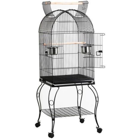 Yaheetech – Cage à oiseaux sur roulettes 59 x 59 x 150 cm – Toit ouvert – Distance entre fils 1,7 cm – Pour perroquets, perruches, canaris (1/5)