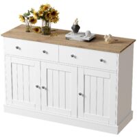 Buffet de Salon avec Texture Sculptée, Sideboard Élégant avec Grand Espace de Rangement