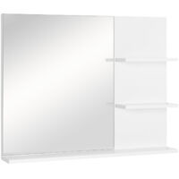 Miroir de salle de bain Kleankin à 3 étagères, miroir mural, miroir de salle de bain, étagère miroir pour salle de bain, blanc, 60 x 10 x 48 cm