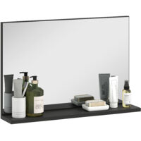 Miroir de salle de bain mural avec étagère, miroir moderne et multifonctionnel pour salle de bain, chambre et entrée, 60 x 12 x 40 cm, noir