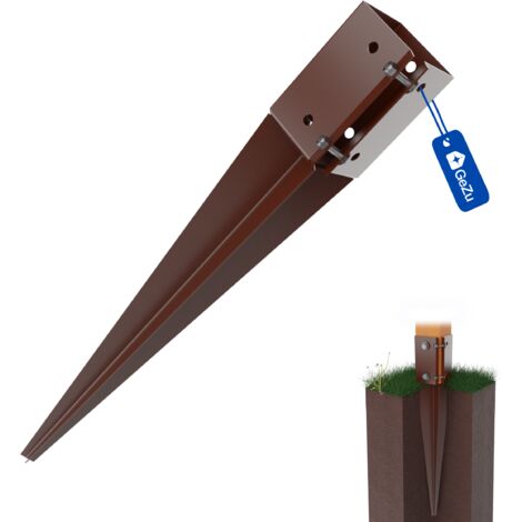 Support de poteau réglable à enfoncer galvanisé à chaud 75 x 75 x 600 mm – douille de sol pour piquet et clôture bois – GeZu Impex (1/4)