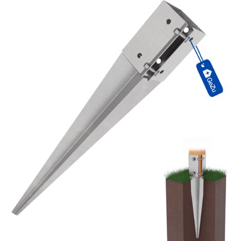 Support de poteau réglable à enfoncer galvanisé à chaud 100 x 100 x 750 mm – douille de sol pour poteaux de jardin – GeZu Impex (1/4)