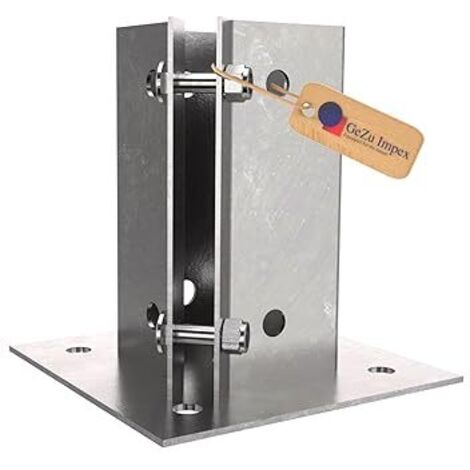 Support de poteau réglable à boulonner galvanisé à chaud 100 x 100 mm – platine d’angle pour base de poteau – GeZu Impex (1/5)