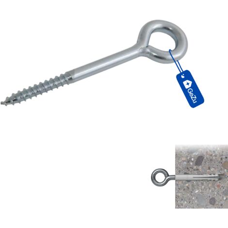 Boulon à œil galvanisé 300 mm – Tige filetée robuste avec anneau fermé – Piton à visser pour fixation bois et méta – GeZu Impex