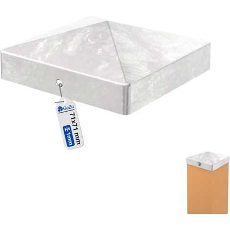 Capuchon de poteau pyramide galvanisé à chaud 71 x 71 mm – Couvercle de protection bois pour clôture – Chapeau de poteau pyramidal – GeZu Impex