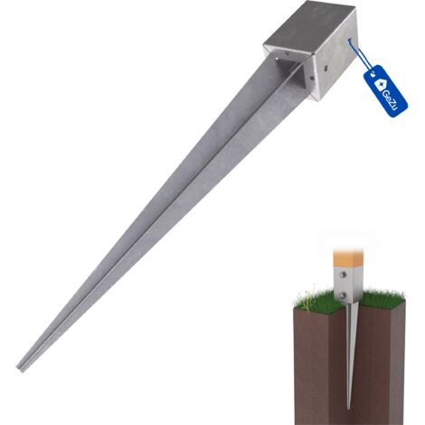 Lot de 16 Support de poteau à enfoncer galvanisé à chaud 71 x 71 x 750 mm – Douille pour clôture bois – GeZu Impex