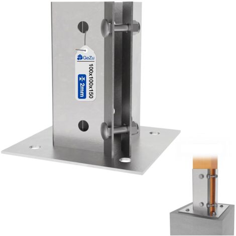 Lot de 16 Support de poteau réglables à boulonner galvanisés à chaud 100 x 100 mm – Platines robustes pour pieds de poteaux bois clôture – GeZu Impex (1/5)