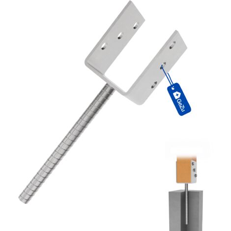 Lot de 4 Support de poteau U galvanisés à chaud 151 x 300 mm – Platines robustes pour pieds de poteaux bois clôture – GeZu Impex