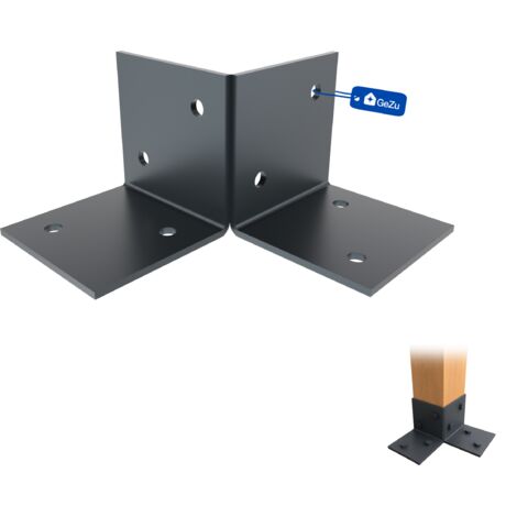 Lot de 4 Support de sol pour pergola 91 x 91 mm – Revêtement en poudre anthracite – Kit pergola en bois – Plaques de sol – Fixation au sol – Connecteur de poteau – GeZu Impex (1/5)