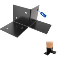 Lot de 16 Support de sol pour pergola 81 x 81 mm – Revêtu de poudre noire – Kit de pergola en bois – Plaques de sol – Fixation au sol – Connecteur de poteau – GeZu Impex