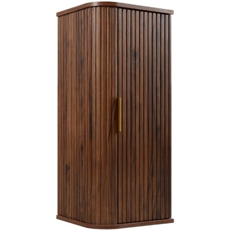 Meuble demi colonne suspendu de salle de bain GLAMOUR coloris noyer foncé  35 x 79 cm