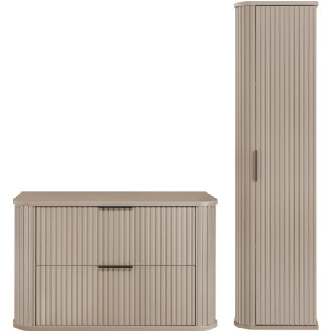 Ensemble un meuble 80 cm et une colonne 35/139 cm à suspendre GLAMOUR CACHEMIRE (1/5)
