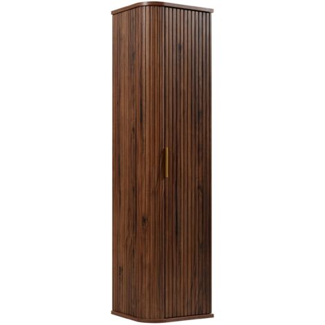 Meuble colonne suspendu de salle de bain GLAMOUR coloris noyer foncé 35 x 139 cm
