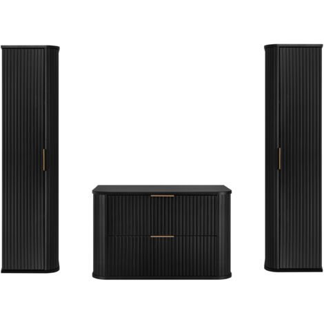 Ensemble un meuble 80 cm et deux colonnes 35/139 cm à suspendre GLAMOUR NOIR (1/5)