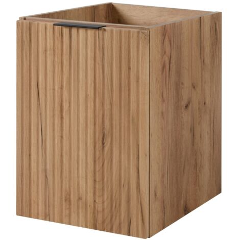 Furnidea - Meuble bas de salle de bain à suspendre FLOW CHÊNE 40 cm- une porte - façades rainurées (1/5)