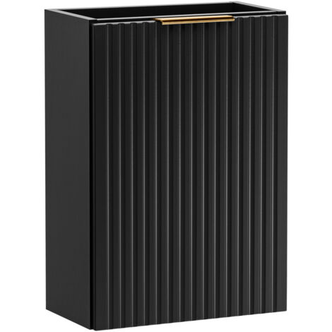 Furnidea - Meuble lave main à suspendre ADEL NOIR 40 cm - Une porte - Façades rainurées